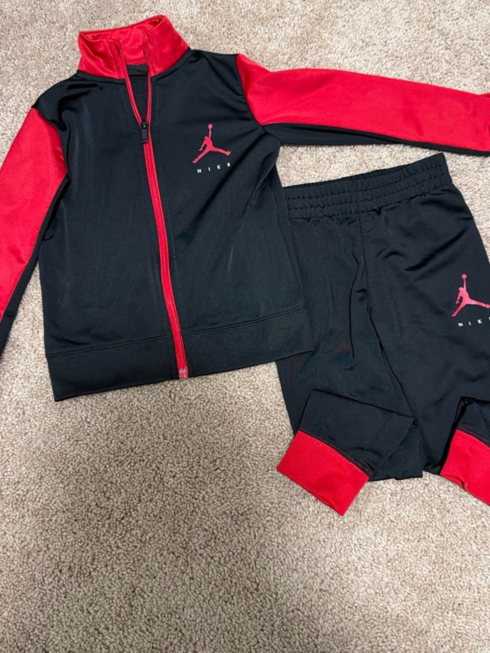 Jordan Kids Black and Red Track Set Sweatpants & Jacket